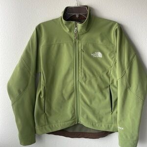 The north face coat lime, green zip up jacket, size medium